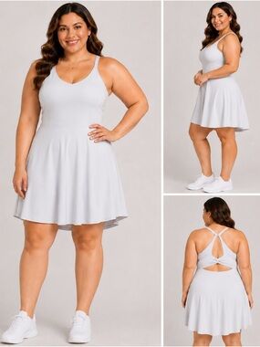 GOFIER White Athletic Tennis Dress Built In Shorts XXL NWT